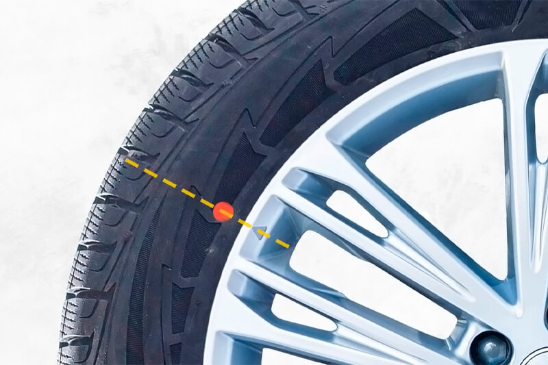 Красная точка на шине и метка low point на диске: схема совмещения